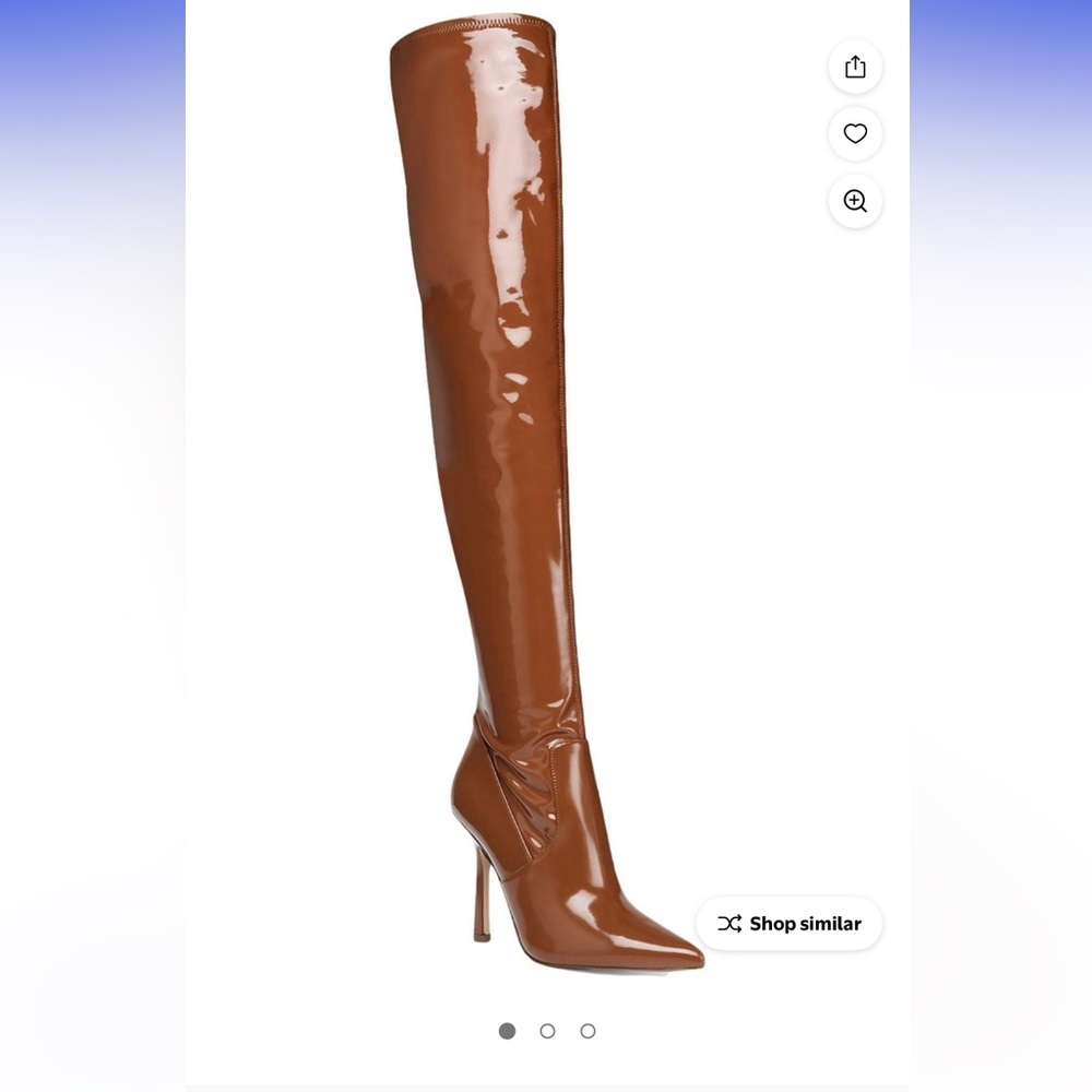 Steve Madden Womens Vanquish Faux Leather Stiletto Thigh-High Boots
